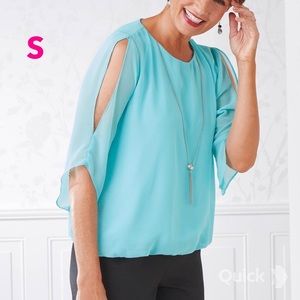 New Serengeti Chiffon Blouson Top with Necklaces